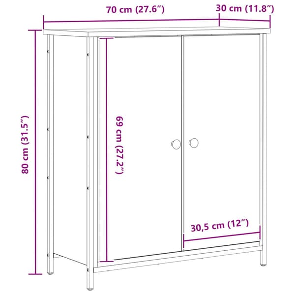 Sideboard Gammalt trä 70 x 30 x 80 cm Konstruerat trä