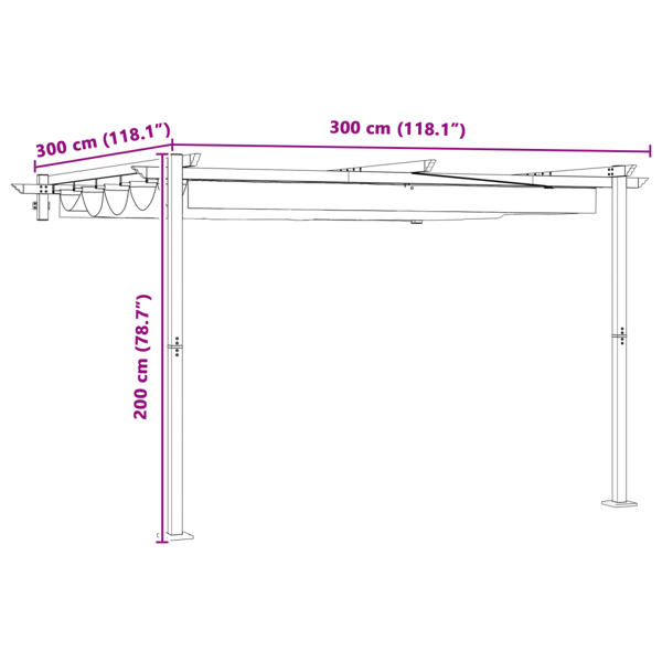 Paviljong Kräm 300 x 300 x 200 cm Polyester