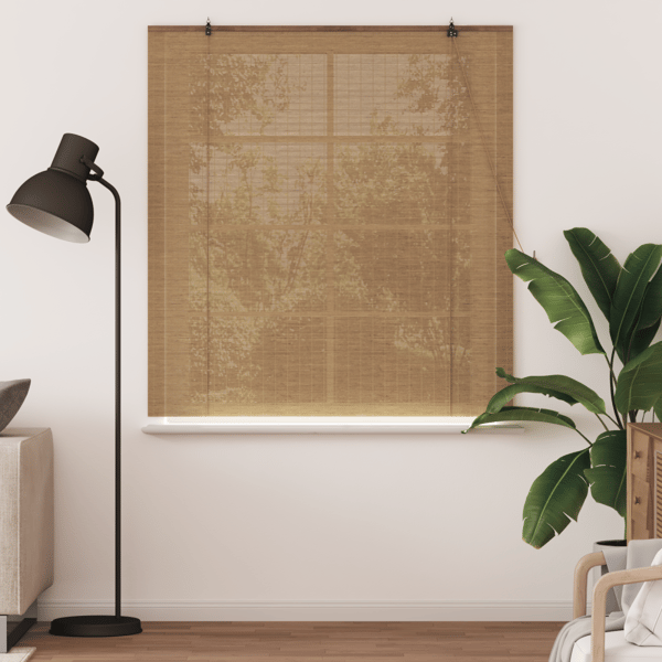 Rullgardin med gardiner Brun 140 x 160 cm Bambu
