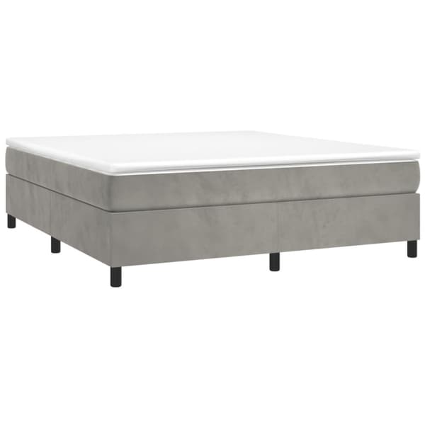 Ramsäng med madrass ljusgrå 200x200 cm sammet