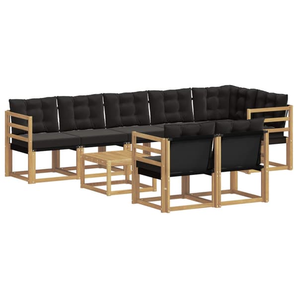 Utomhussoffset med kudde 9 pcs Vit och svart