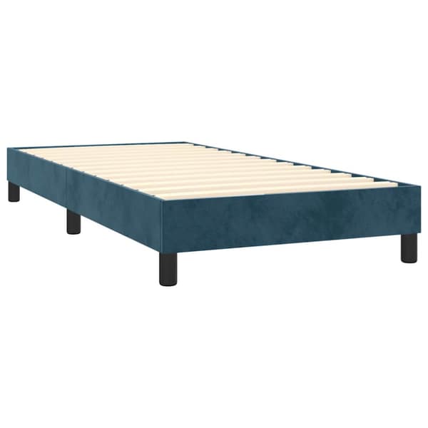 Ramsäng med madrass mörkblå 90x190 cm sammet