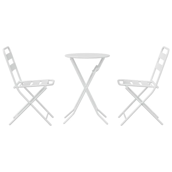 Trädgårds Bistro Set 3 pcs Vit Stål