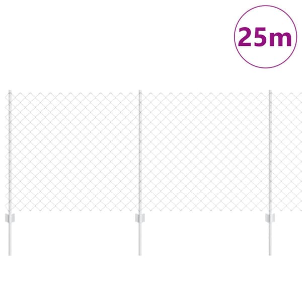 Stängsel med stolpe Silver 1 x 25 m Stål