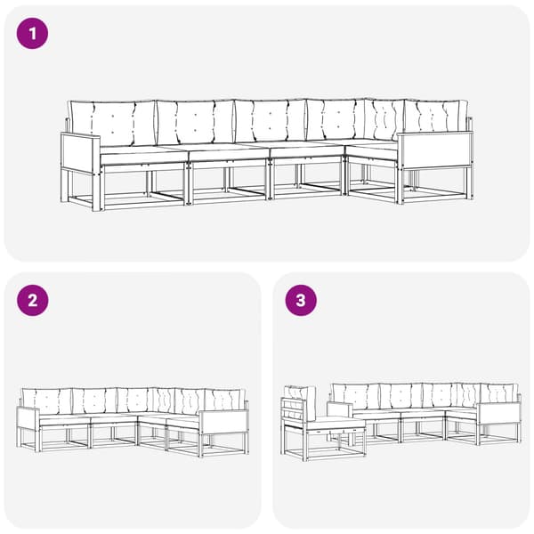 Utomhussoffset med kudde 5 pcs Naturlig och Grädde