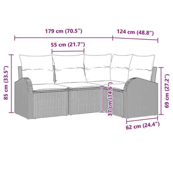 Trädgårdsoffset 4 pcs Svart konstrotting