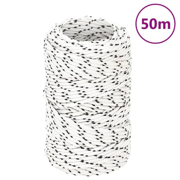 Båtlina flätad vit 2 mm x 50 m polyester