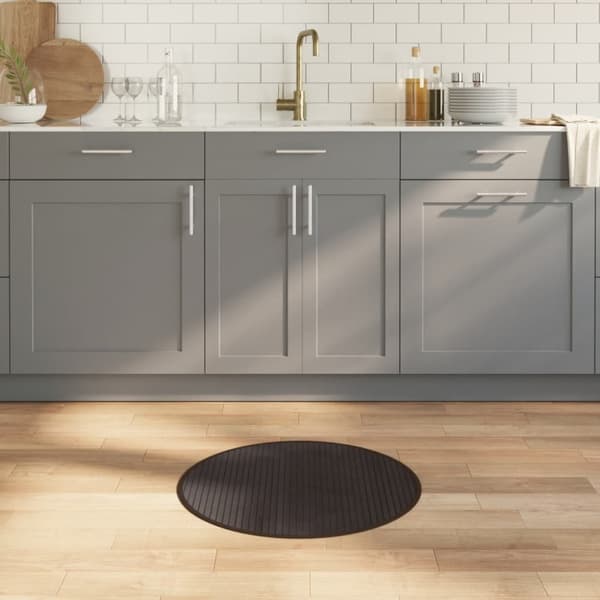 Matta rund mörkbrun 60 cm bambu