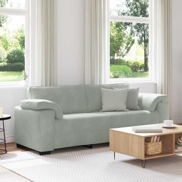 3-sitssoffa ljusgrå 220x77x82 cm sammet