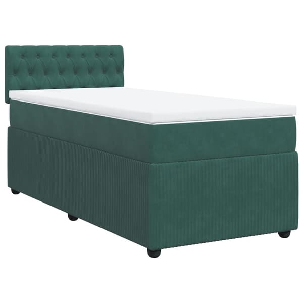 Ramsäng med madrass mörkgrön 90x190 cm sammet