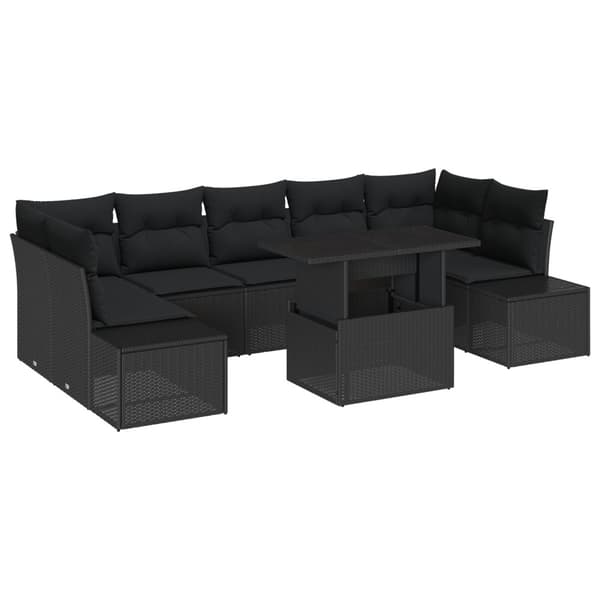 Soffset med kudde 8 pcs Svart konstrotting