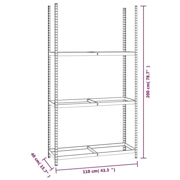Däckställ 3 hyllplan silver 4 st 110x40x200 cm stål