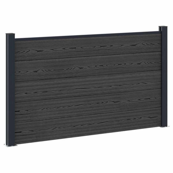 Stängselpanel 2 pcs WPC och aluminium Svart