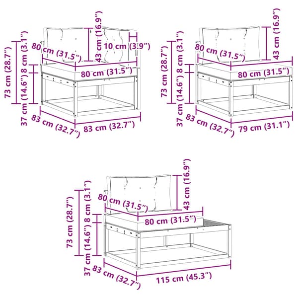 Utomhussoffset med kudde Vit 277,5 x 198,5 x 73 cm Polyester