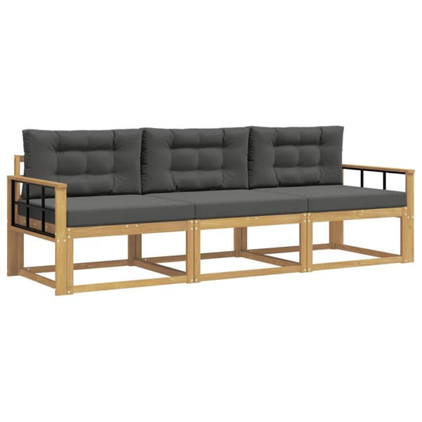 Utomhussoffset med kudde 3 pcs Vit och antracit Polyester