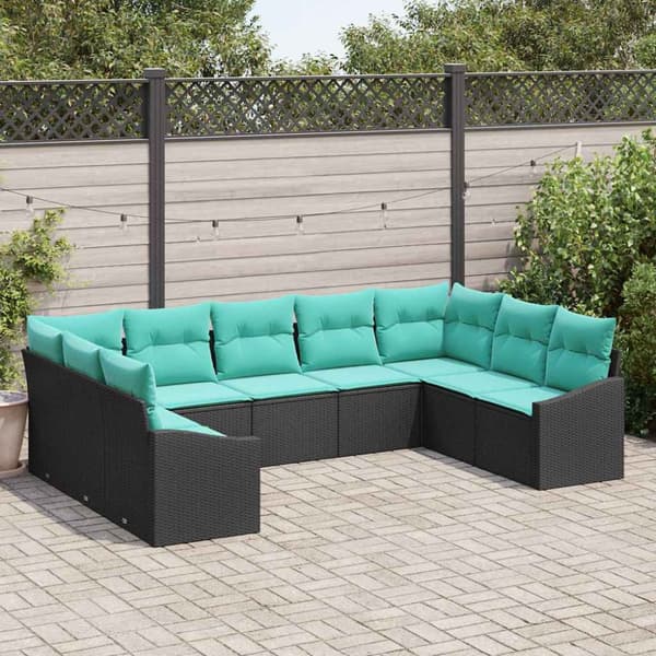 Soffset med kudde 9 pcs Svart konstrotting