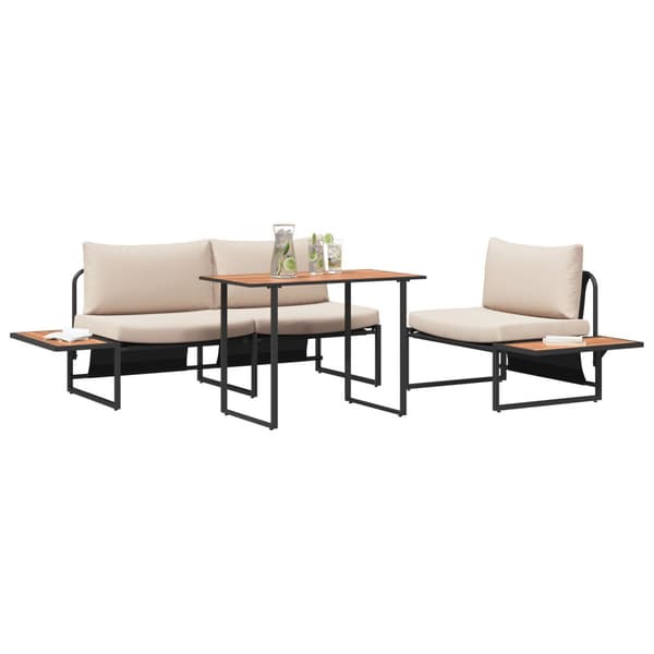 Trädgårdsmöbelset 3 pcs Taupe Stål