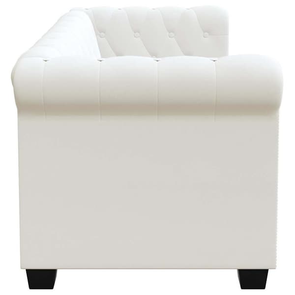 Chesterfield 2-sits konstläder vit