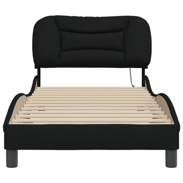 Bed Frame with LED without Mattress "Hvar" Black 80x200 cm Fabric