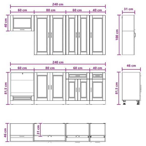 Köksenhet PORTO 8 pcs Vit Konstruerat trä