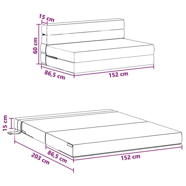 Fällsoffa säng Rosa 203 x 152 x 15 cm Sammet