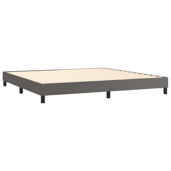 Ramsäng med madrass grå 200x200 cm konstläder