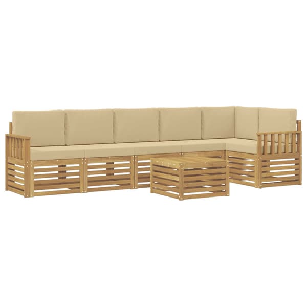Utomhussoffset 7 pcs Vit och Beige 59 x 59 x 37 cm Polyester
