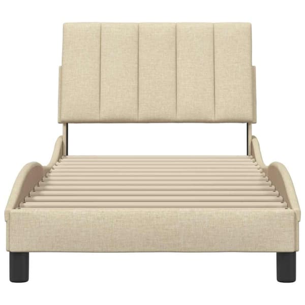 Bed Frame without Mattress "Hanko" Cream 90x200 cm Fabric