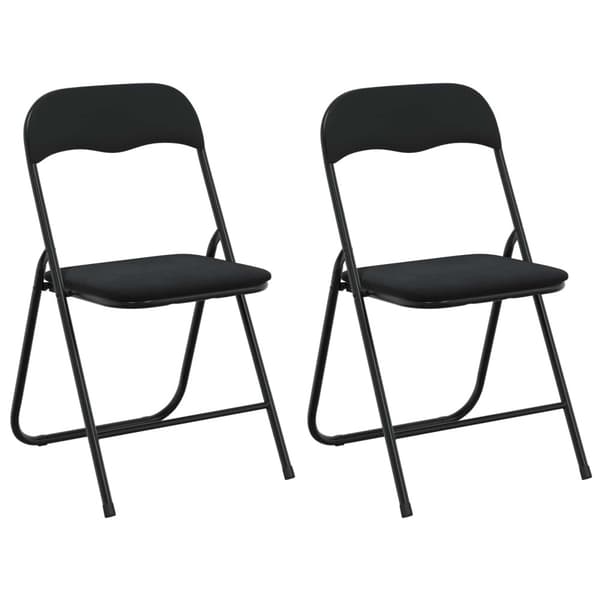 Fällstol 2 pcs Svart 48 x 44 x 78 cm Sammet