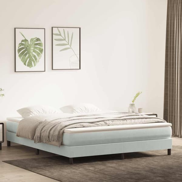 Ramsäng utan madrass ljusgrå 180x210 cm sammet