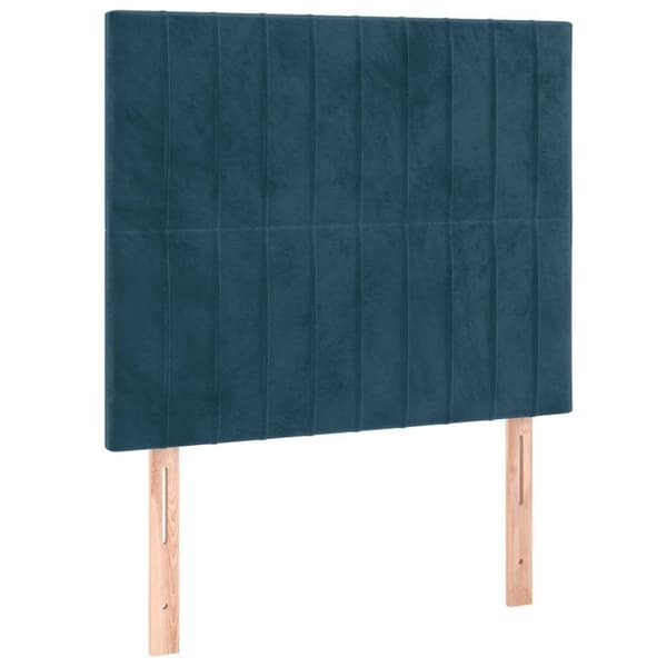 Ramsäng med madrass mörkblå 90x190 cm sammet