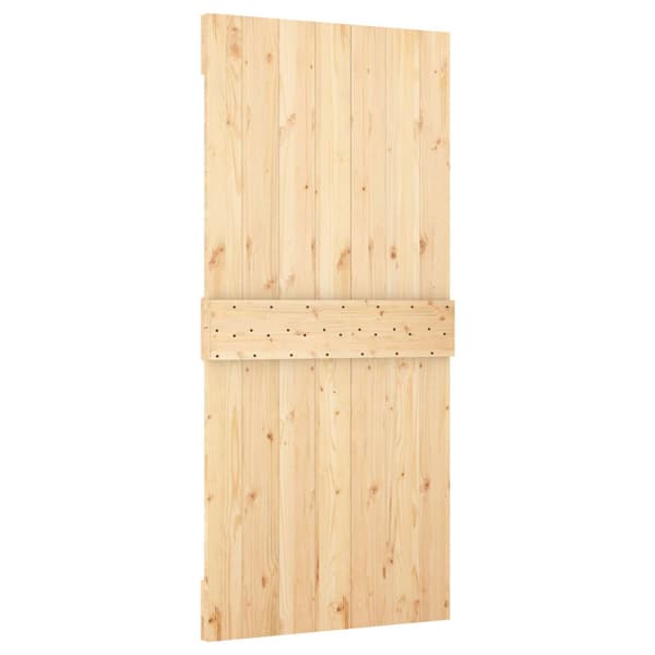 Skjutdörr Naturlig och vit 90 x 210 cm Massiv furu