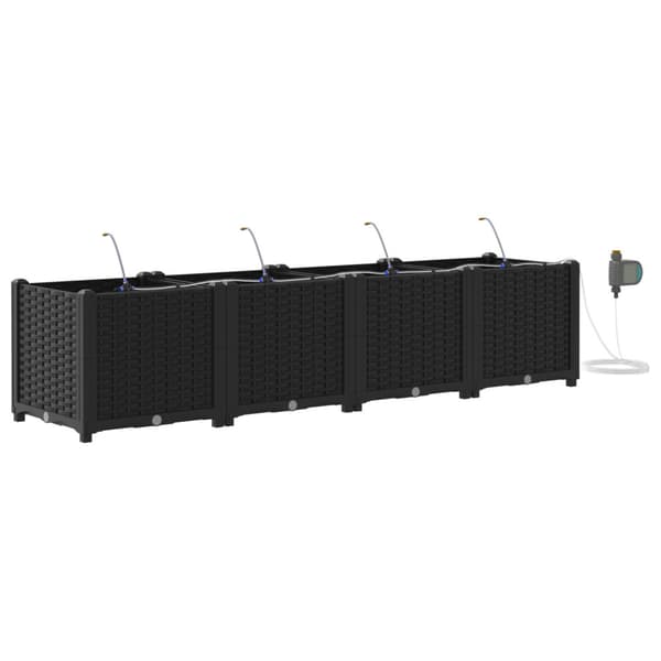 Trädgårdsplanterare 4 pcs Svart Plast