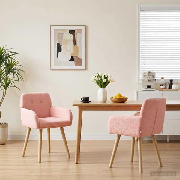 Matstolar 2 pcs Bouclé Rosa 59 x 57 x 85 cm