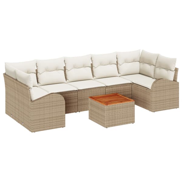 Trädgårdsoffset 8 pcs Beige och gräddfärgad konstrotting