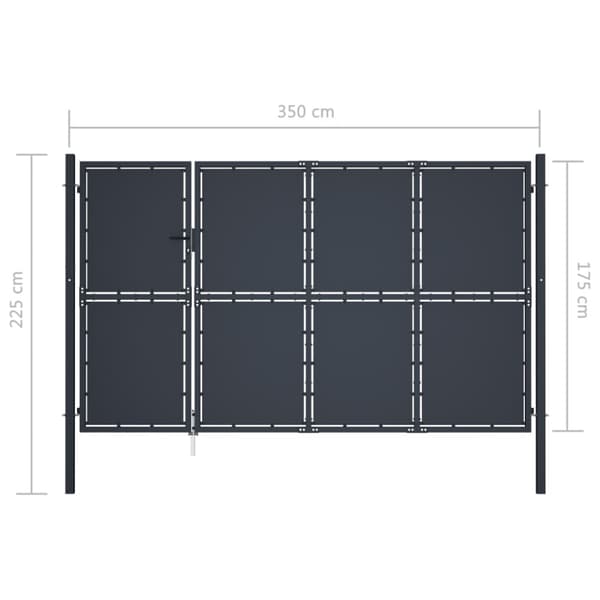 Trädgårdsgrind stål 350x175 cm antracit