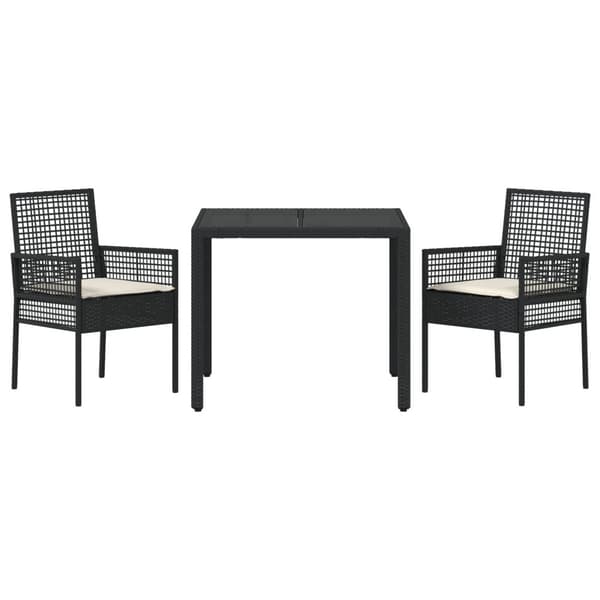 Trädgårdsmöbelset 3 pcs Svart konstrotting