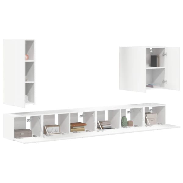 TV väggskåp set Väggmonterad 6 pcs Vit