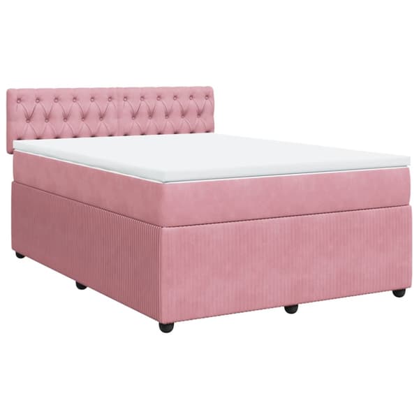 Ramsäng med madrass rosa 140x200 cm sammet