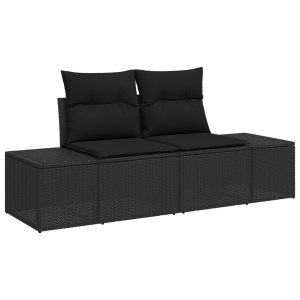 Trädgårdsoffset med lagring 9 pcs Svart Poly rattan