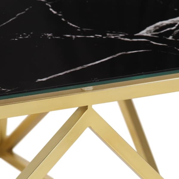 Soffbord guld rostfritt stål och härdat glas