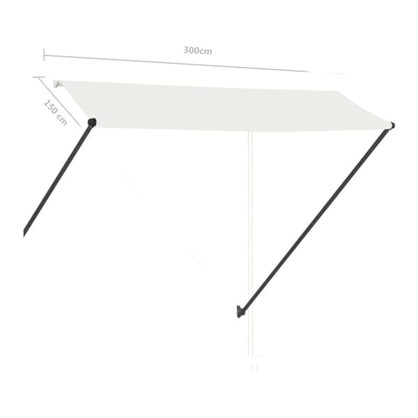 Markis med LED 300x150 cm gräddvit