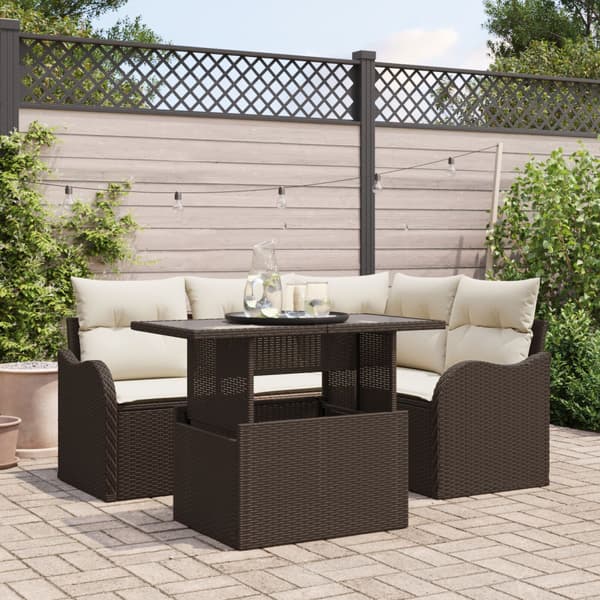 Utomhusmatbord 5 st Brun Poly rattan