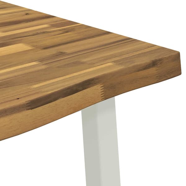 140 x 80 x 75 cm Massivt Akaciaträ Vit Rektangulär