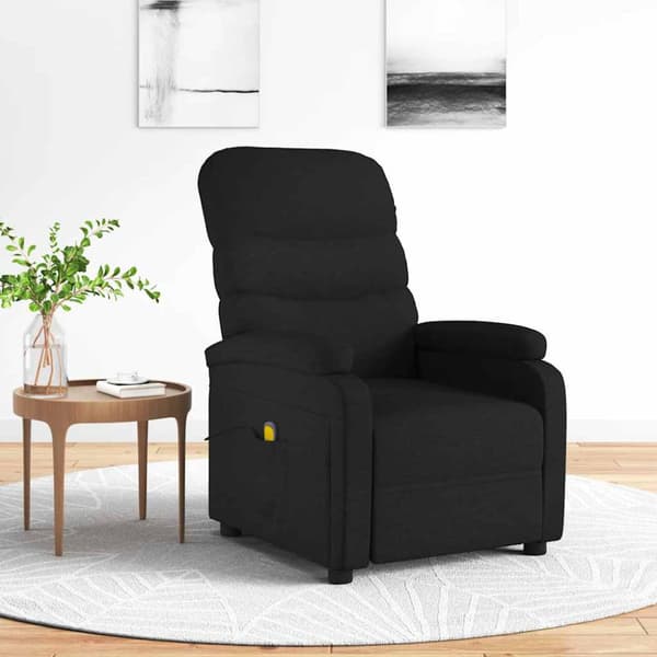 Massagefåtölj svart tyg