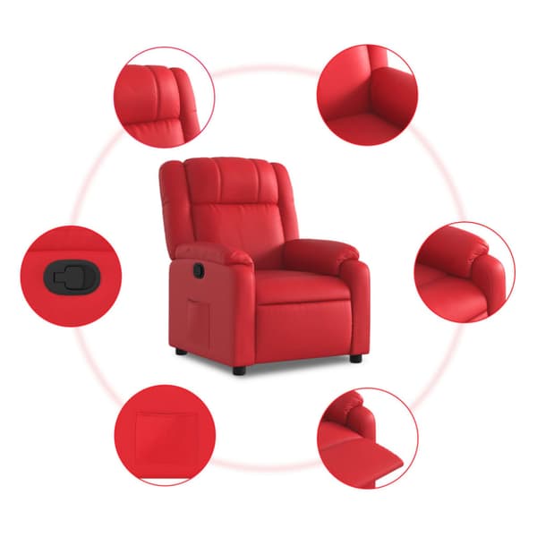 Reclinerfåtölj röd konstläder