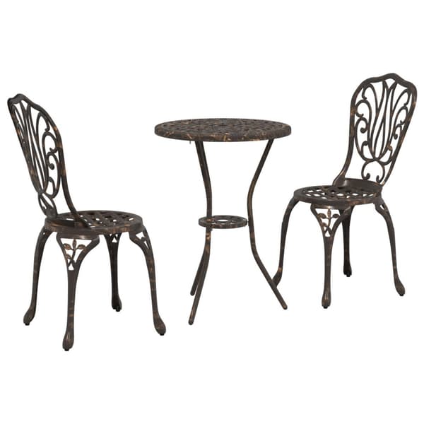 Trädgårds Bistro Set 3 pcs Brons Aluminium