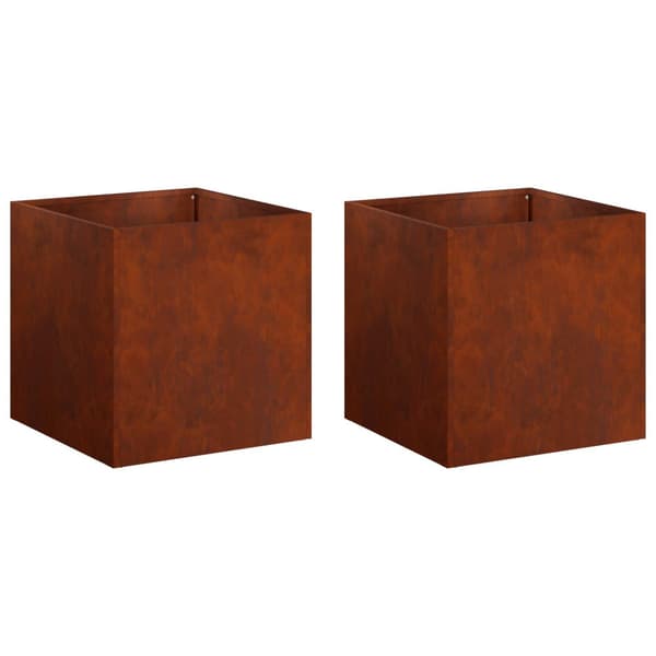 Trädgårdsplanterare 2 st Rostig 45 x 45 x 45 cm