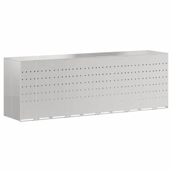 Förvaring för 3 soptunnor Silver 340 x 77,5 x 115,5 cm