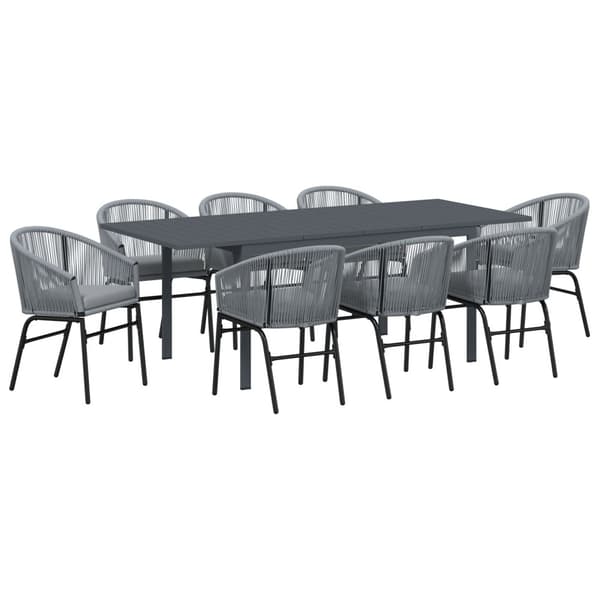 Trädgårdsmöbelset 9 pcs Grå konstrotting